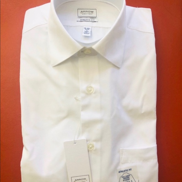 arrow athletic fit dress shirts Arrow Men's Athletic-Fit Dress Shirt Wrinkle-Free Long Sleeve Canela/Orange NWT